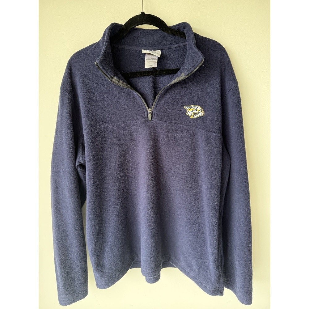 Champion Nashville Predators Quarter Zip Fleece Pullover Mens Large NHL Navy Blu